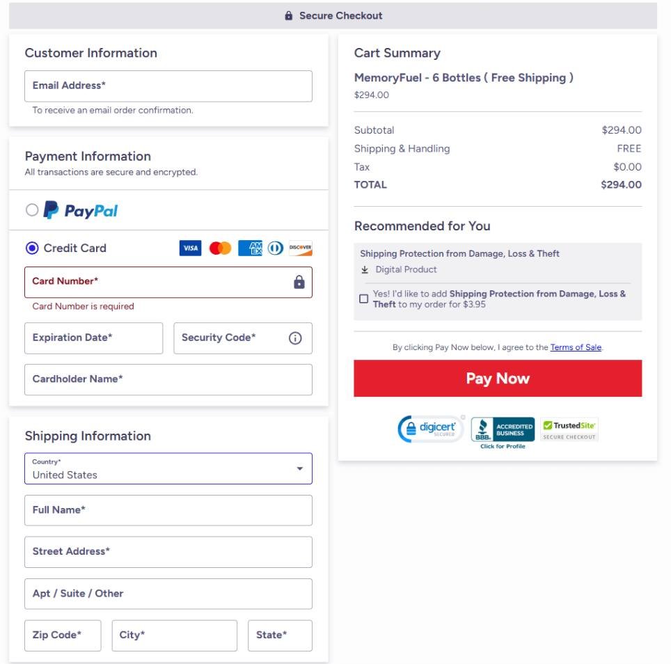Secure encrypted checkout process designed to protect customer payment information
